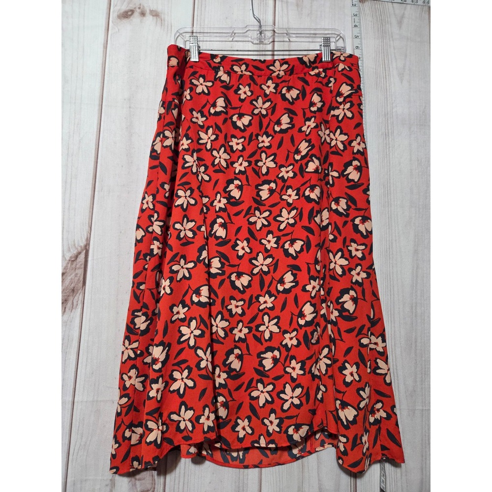 Floral Print A Line Midi Skirt Ladies 14 Black Beige Elegant Casual Everyday